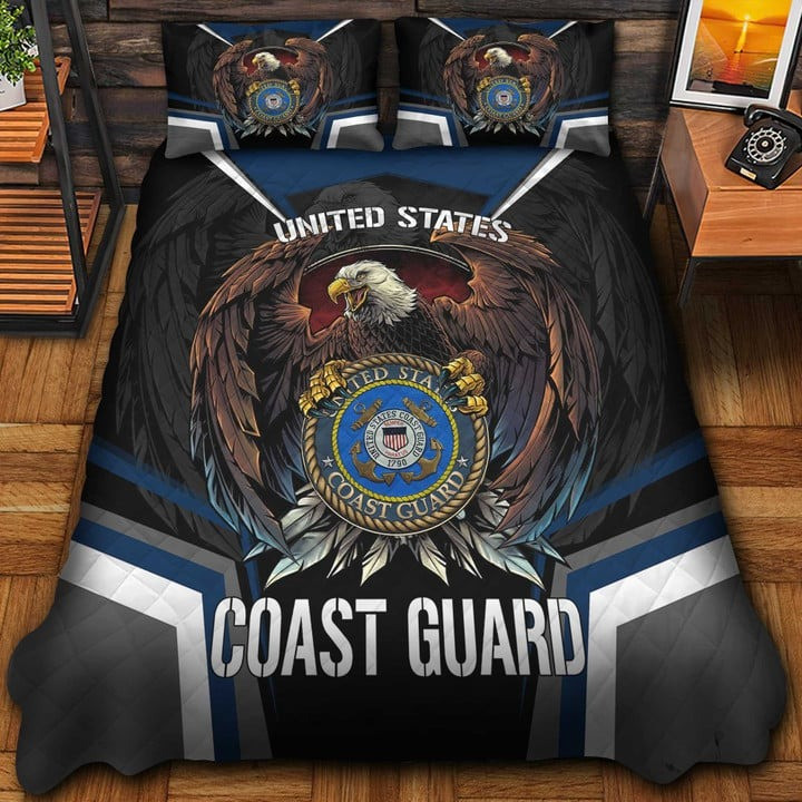 US Coast Guard Veteran Quilted Bedding Set Duvet Cover Bedspread Bedroom Decor Gifts For Mom