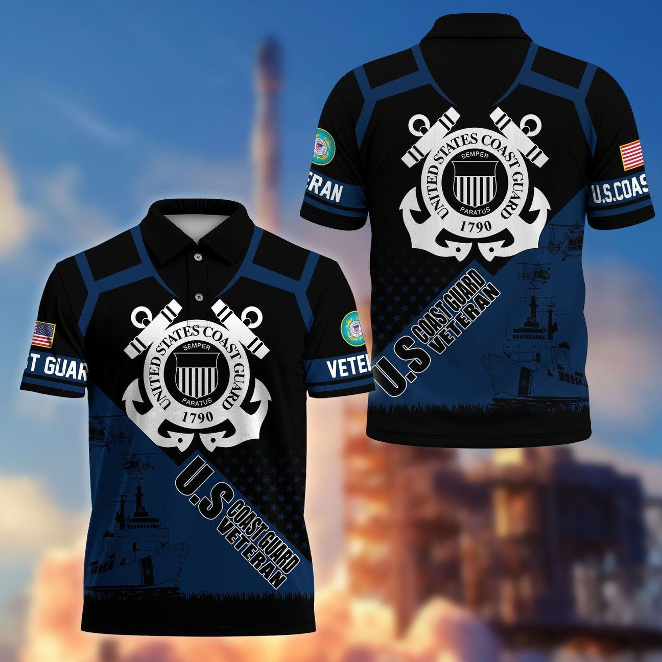 US Coast Guard Veterans Polo Shirt Perfect Gift for Father and Husband and Friends on Veterans Day
