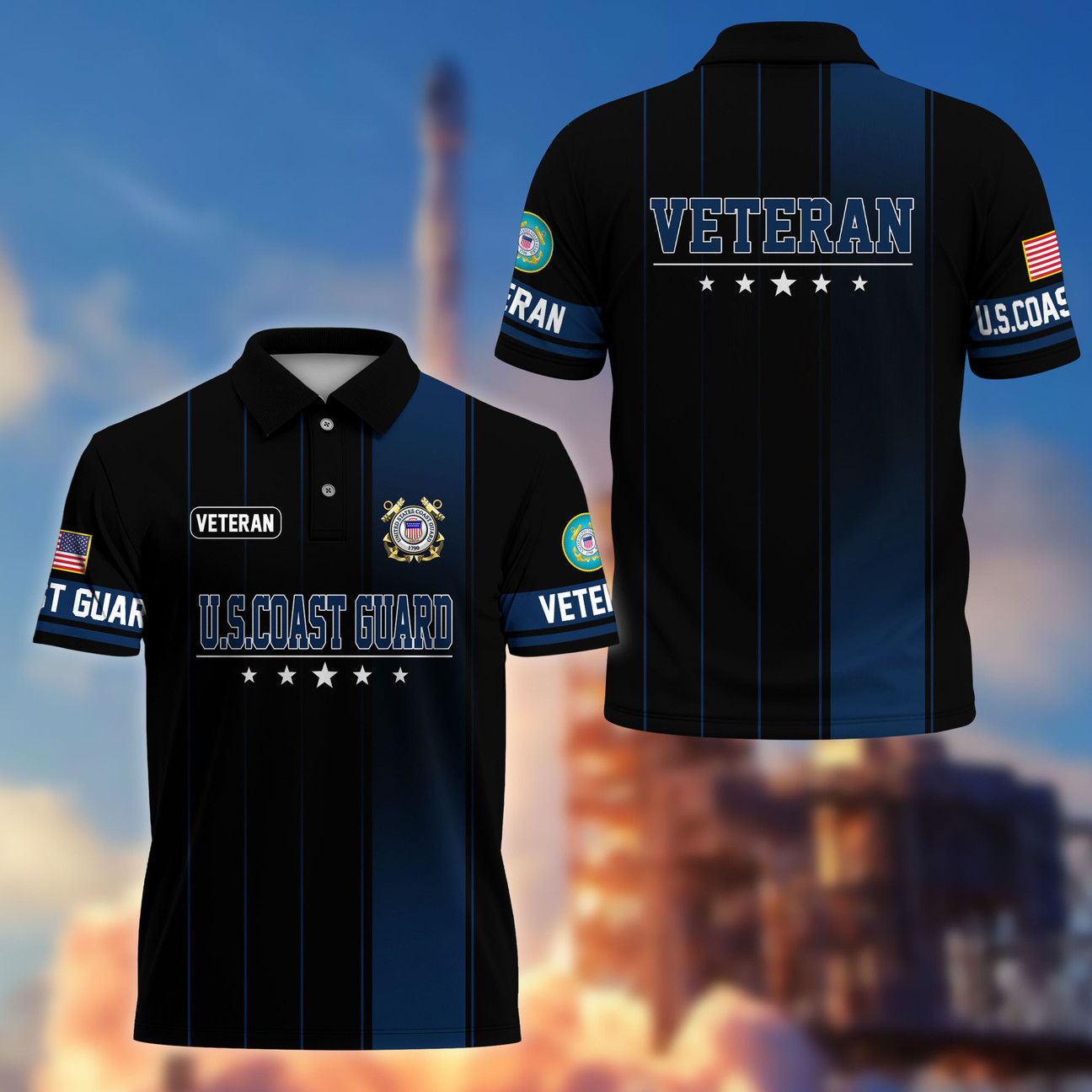 US Coast Guard Veterans Polo Shirt Veterans Day Shirt Patriotic Gift For Coast Guard