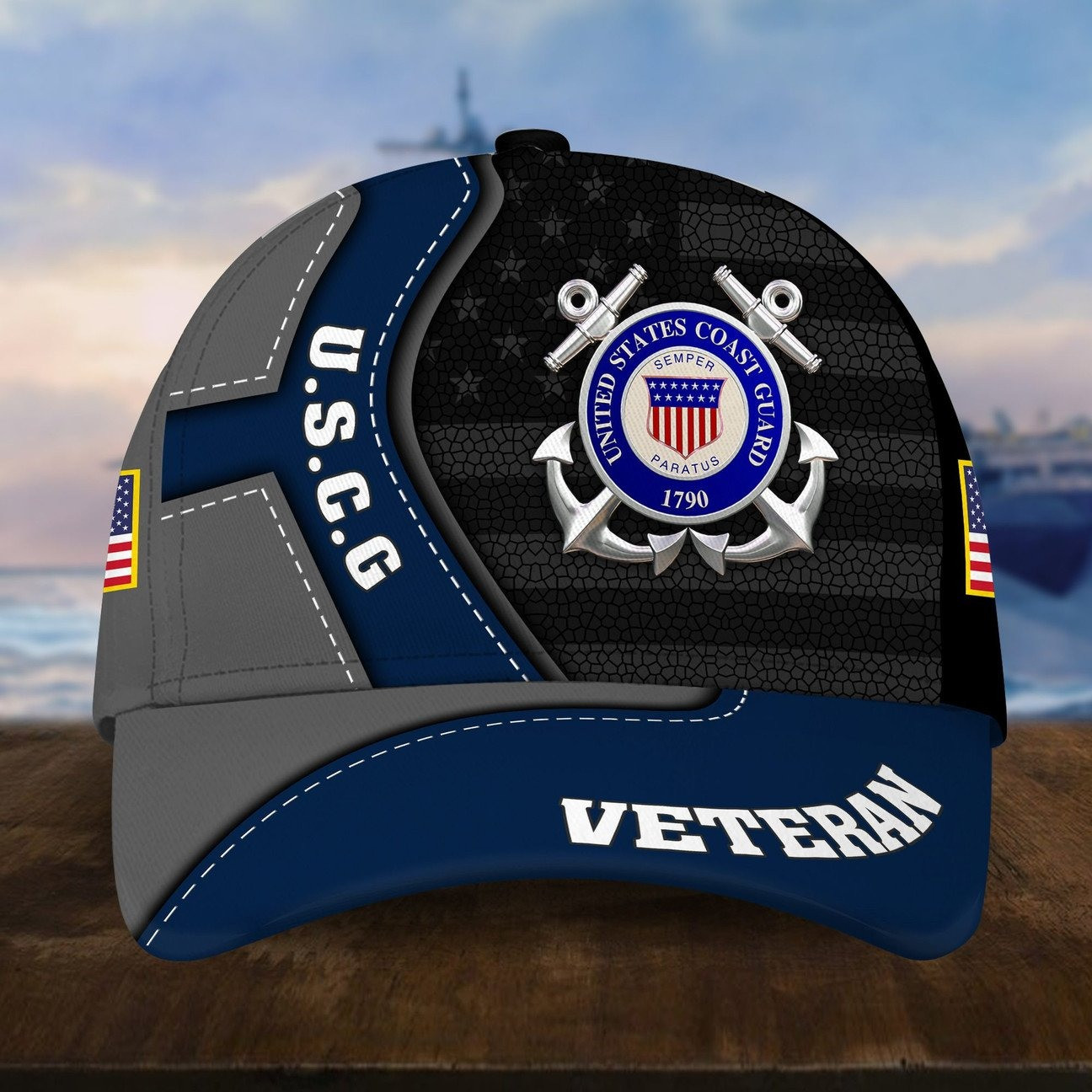 US Coast Guard with Star Baseball Cap Proudly Served Gift For Army on Veterans Day