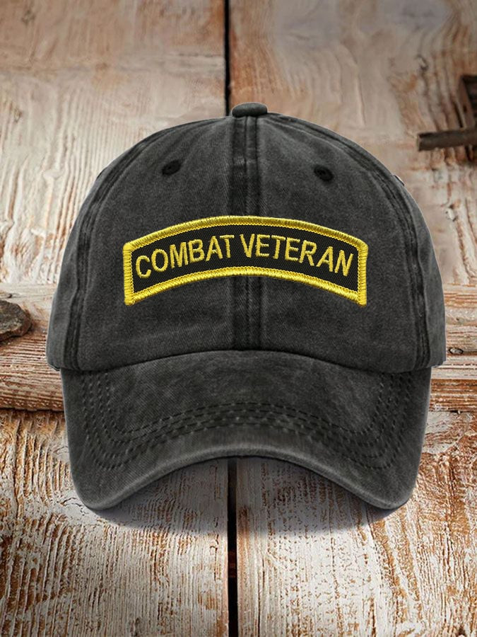 US Combat Veteran Vintage Hat Honoring Veteran Baseball Cap Best Gifts For Military Man