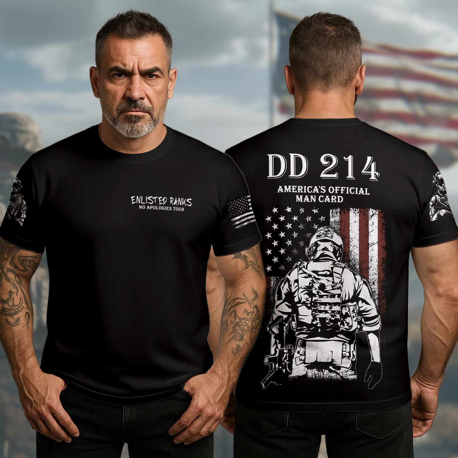 US DD-214 250Th Anniversary T-Shirt America's Official Man Card Enlisted Ranks Veteran Merch