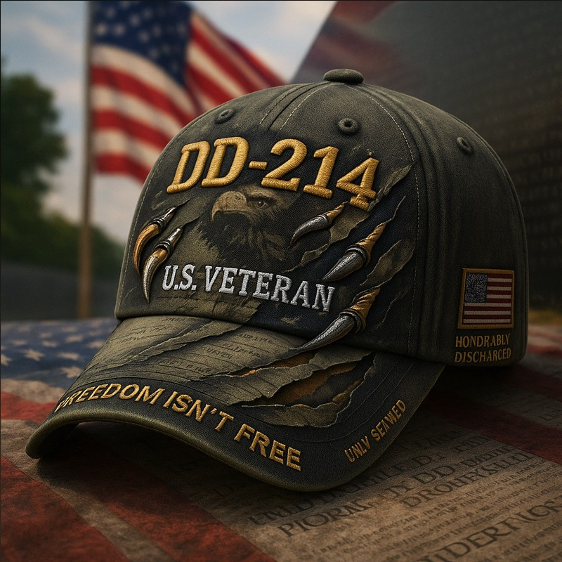 US DD 214 Veteran Hat Freedom Isn't Free America Flag Veteran Cap Presents For Him