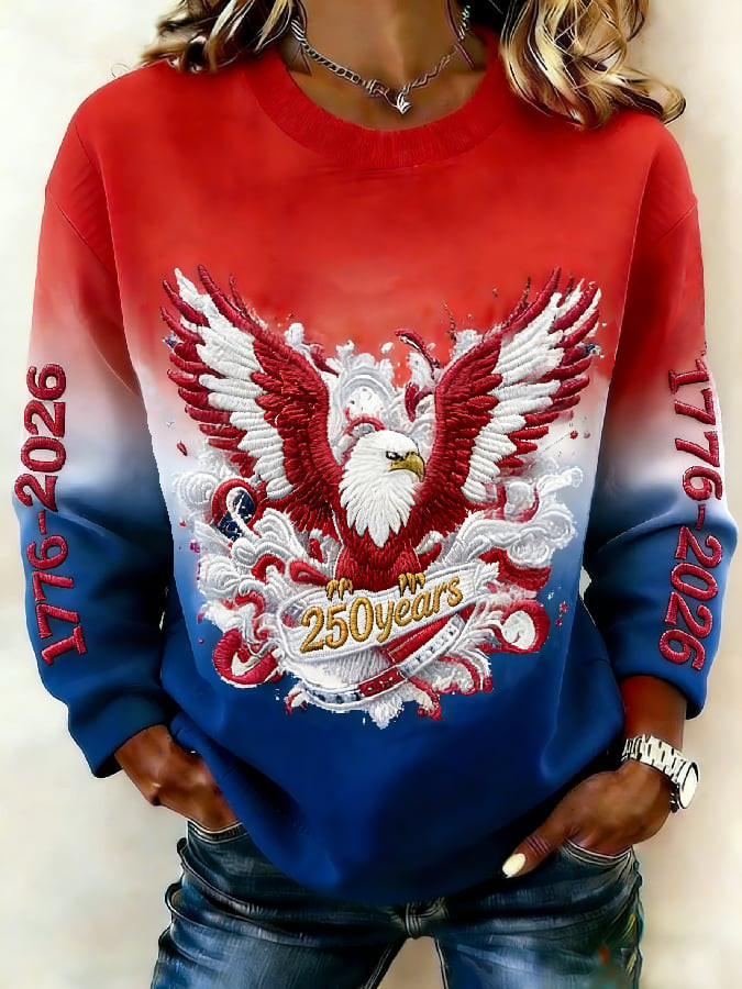 US Eagle 1776 2026 Anniversary Sweatshirt America 250 Years Patriotic Women's Clothing