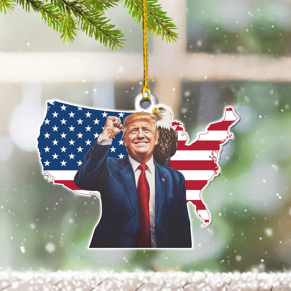 US Eagle Donald Trump American Map Ornament Trump Won Ornaments For Xmas