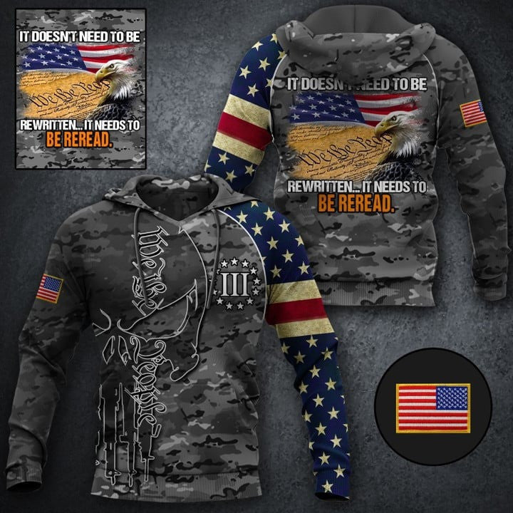 US Eagle It Doesn't Need To Be Rewritten Hoodie We The People American Camo Flag Hoodie Men's US Eagle It Doesn't Need To Be Rewritten Hoodie We The People American Camo Flag Hoodie Men's