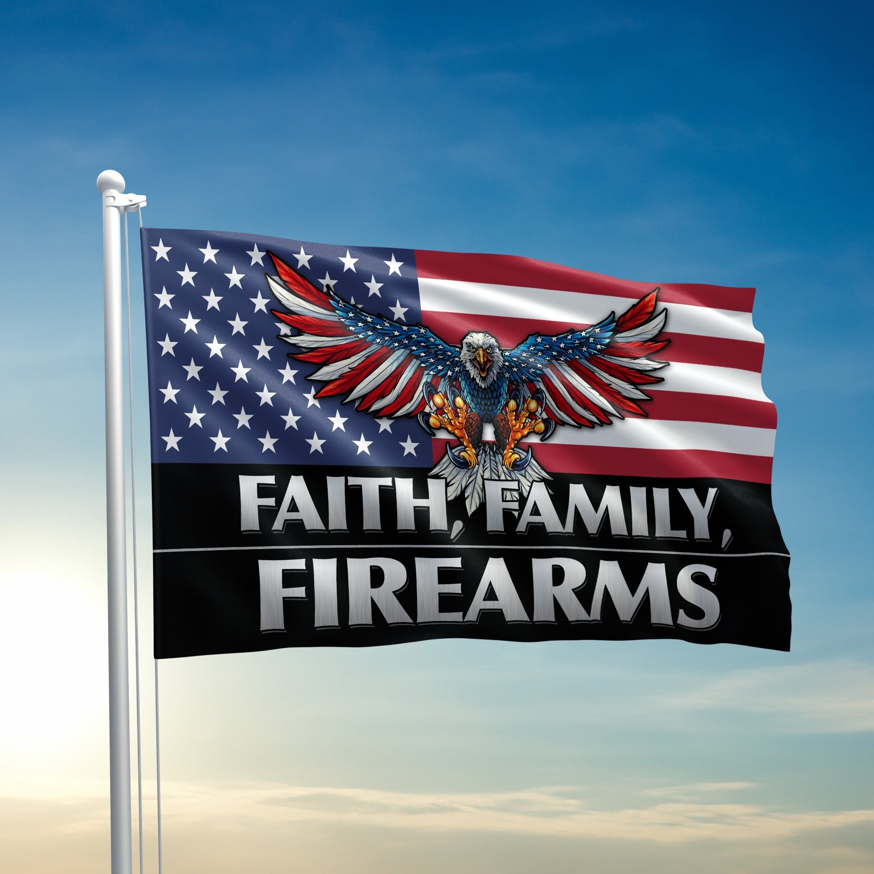US Eagle Veteran Flag Faith Family Firearms Outdoor Decor Memorial Presents