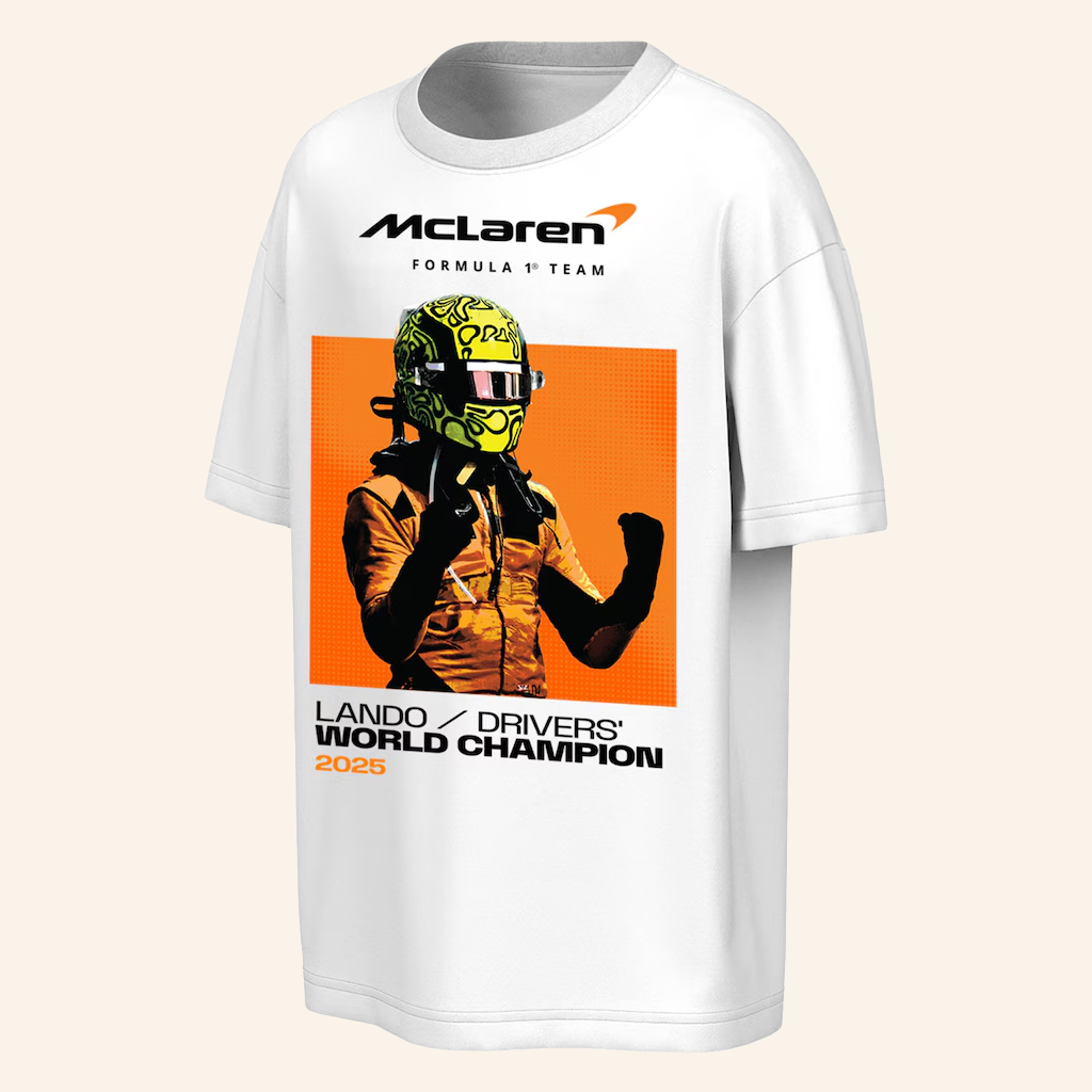 US F1 Merch Lando Norris Mclaren F1 Team 2025 Drivers' World Champion Callout T-Shirt Gifts US F1 Merch Lando Norris Mclaren F1 Team 2025 Drivers' World Champion Callout T-Shirt Gifts