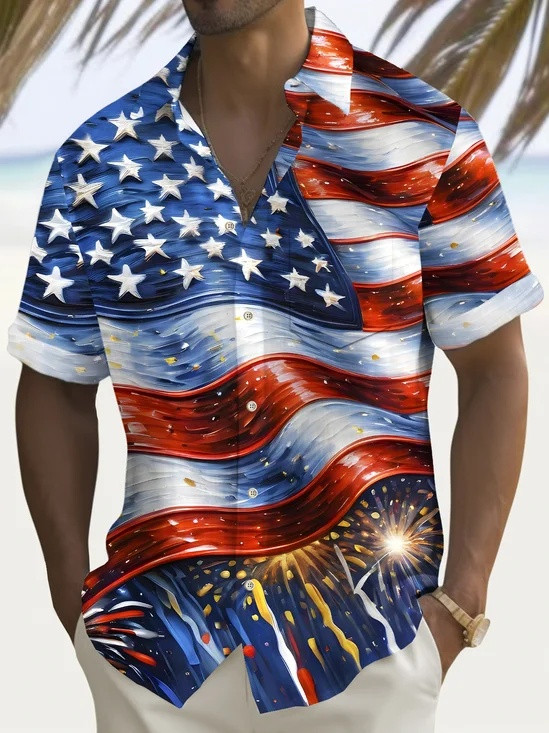 US Flag Classic Stars Stripes Button Shirt Semiquincentennial 1776 2026 Clothing Gifts Ideas