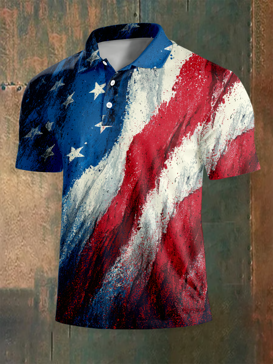 US Flag Patriotic Golf Polo Shirt Golf Clothes For Men Gifts For Men Who Love Golf