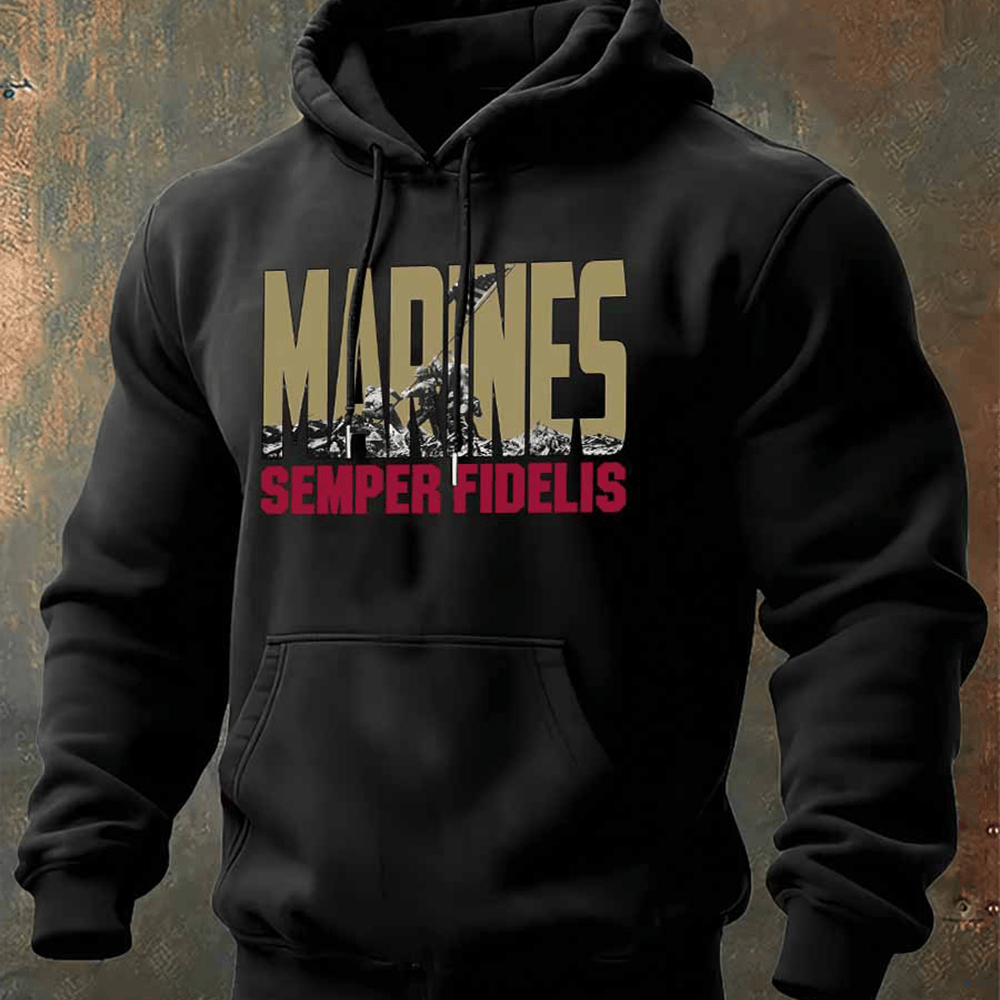 US Marine 250th Anniversary Black Hoodie Marines Semper Fidelis Usmc Merch Marine Corp Gifts