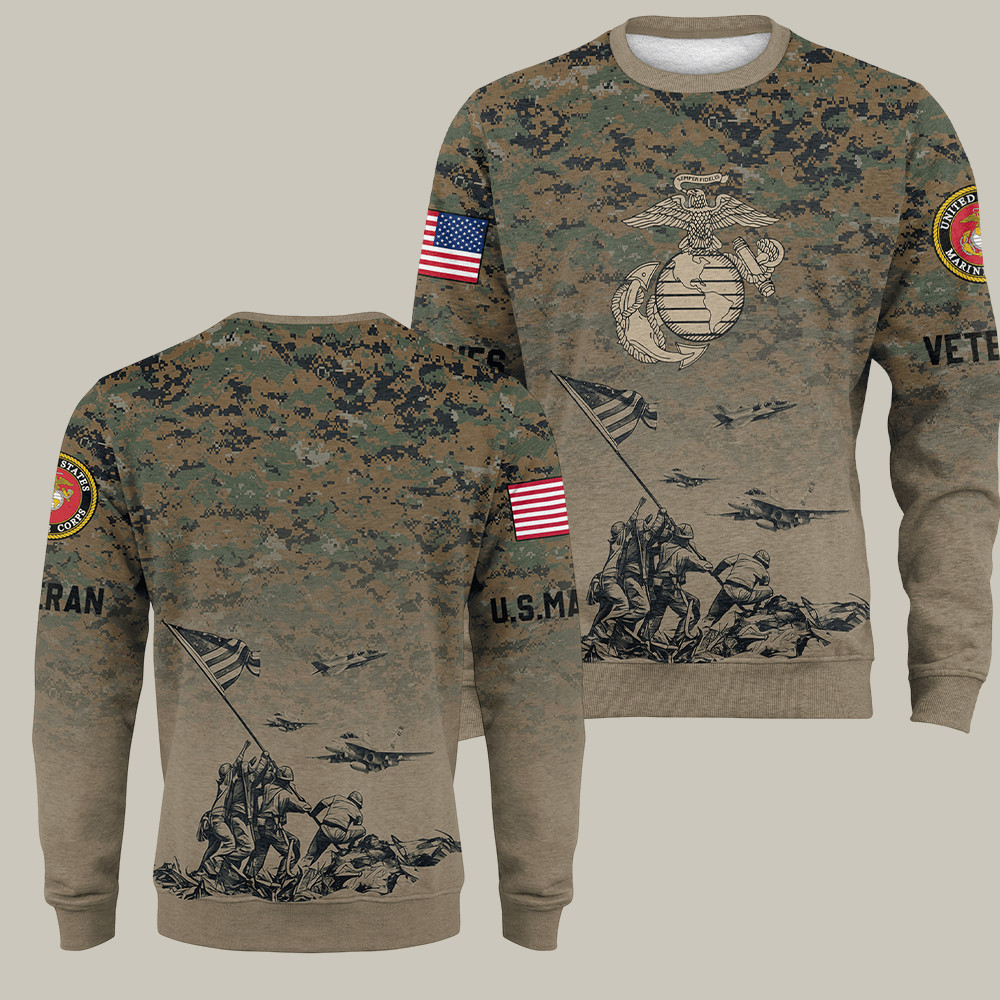 US Marine 250th Anniversary Camo Sweatshirt Patriotic Apparel Gifts For Marine Veterans