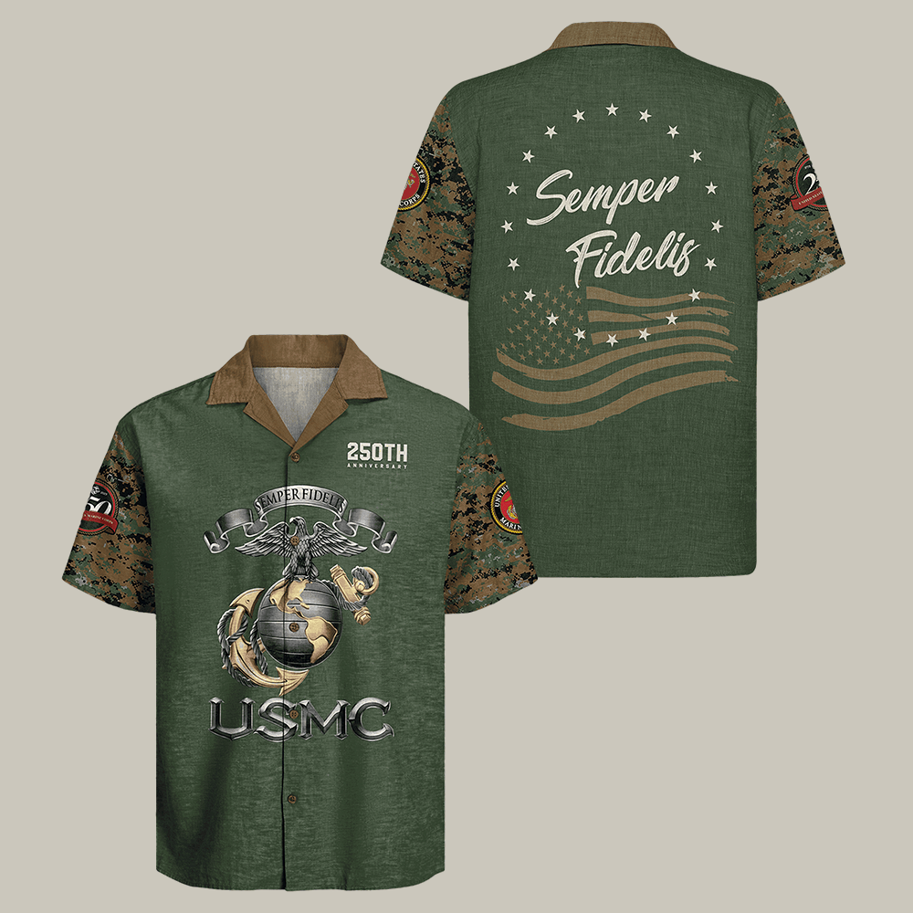 US Marine 250th Years Of Service Hawaiian Shirt Semper Fi Shirt USMC Present