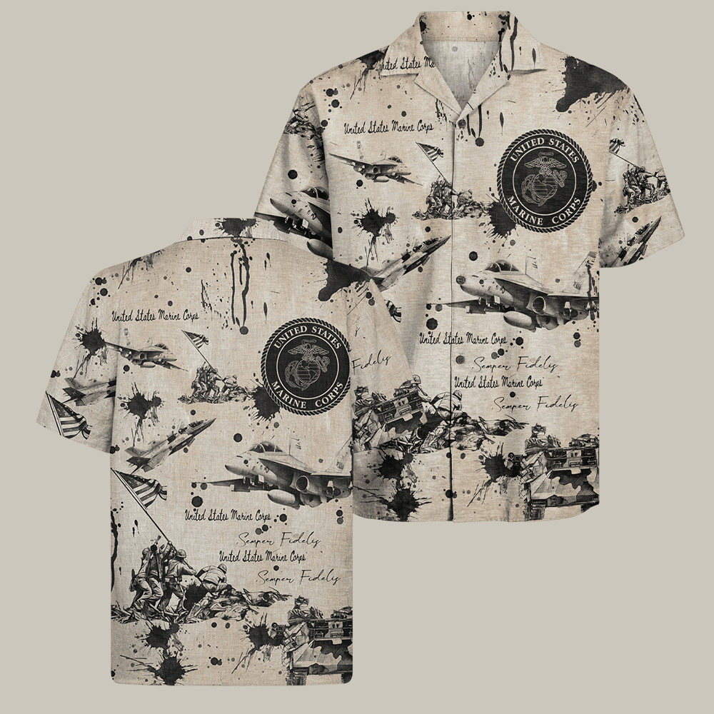 Us Marine 250th Years Of Service Hawaiian ShiUSMC 250Th Anniversary Hawaiian Shirt Semper Fidelis Veteran Merch Marine Corps Giftsrt-11