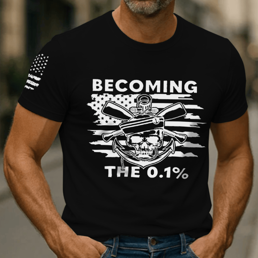 US Marine Corp Black T-Shirt Becoming The 0 1 Skull Pattern Patriotic Shirt Veteran Gift