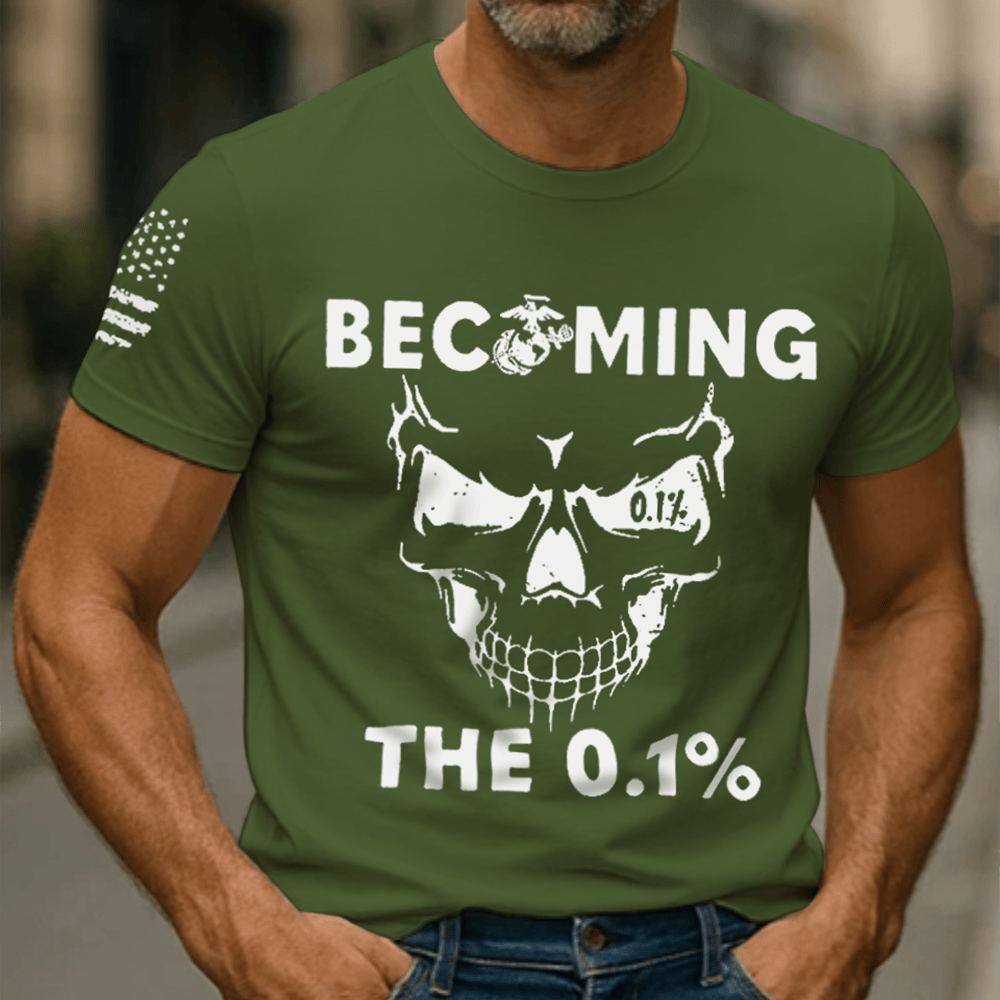 US Marine Corp T-Shirt Becoming The 0 1 Skull Pattern Usmc Merch Marine Retirement Gifts