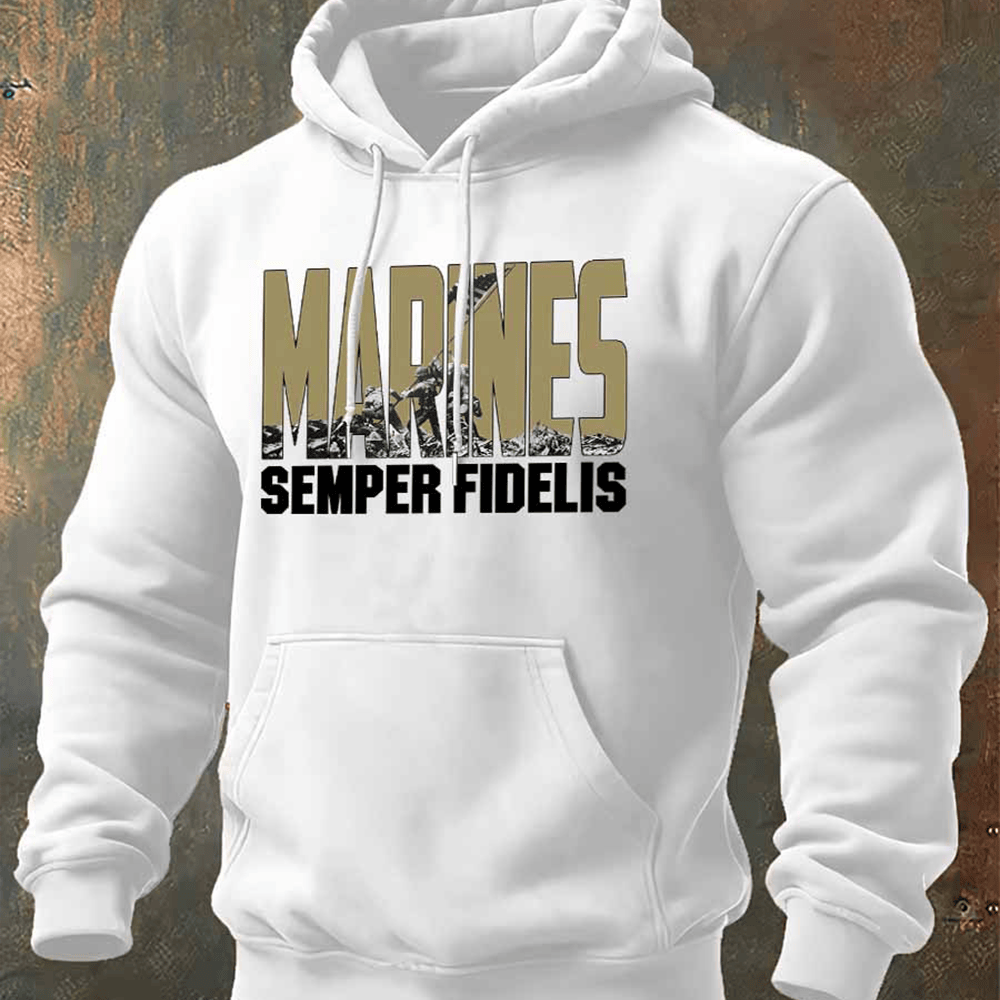 US Marine Corp White Hoodie Semper Fidelis Marine Clothing United States Marine Gifts