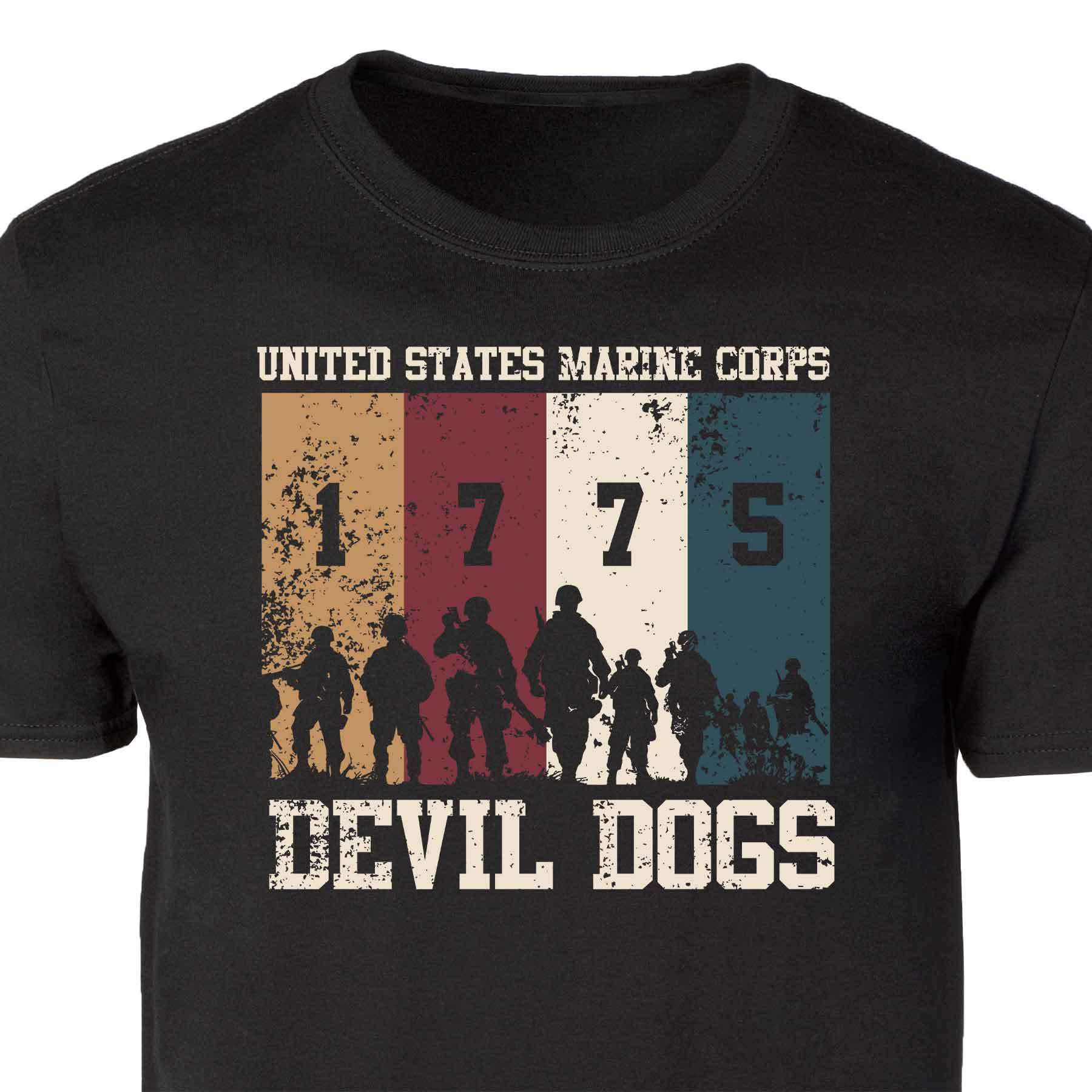 US Marine Corps 1775 Devil Dogs Shirt Patriotic Clothes Gifts For Marine Corps