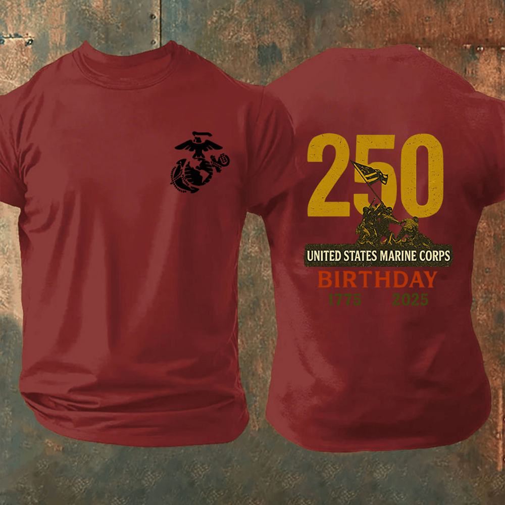 US Marine Corps 250 Birthday 1775 2025 Red T-Shirt Veteran Merch Gifts For Marines Man