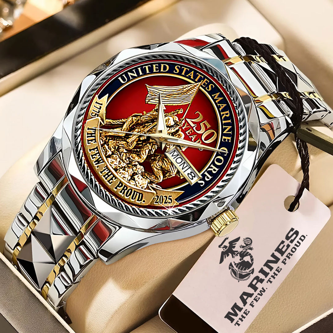 US Marine Corps 250 Years Alloy Luxury Quartz Watch 250th Anniversary USMC Watch Gift Ideas