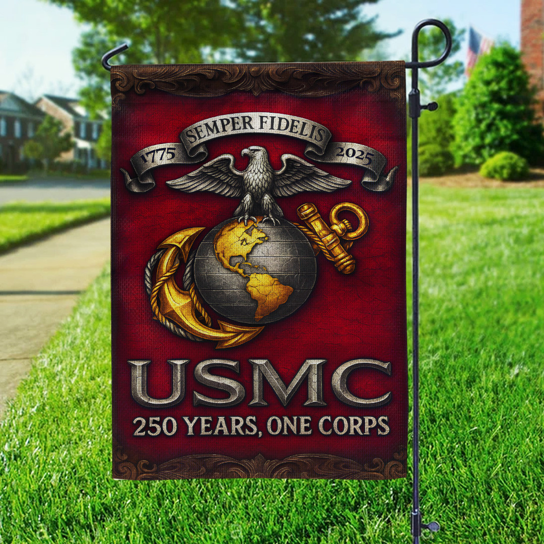 US Marine Corps 250 Years Garden Flag Patriotic Flag Unique Gifts For Veterans