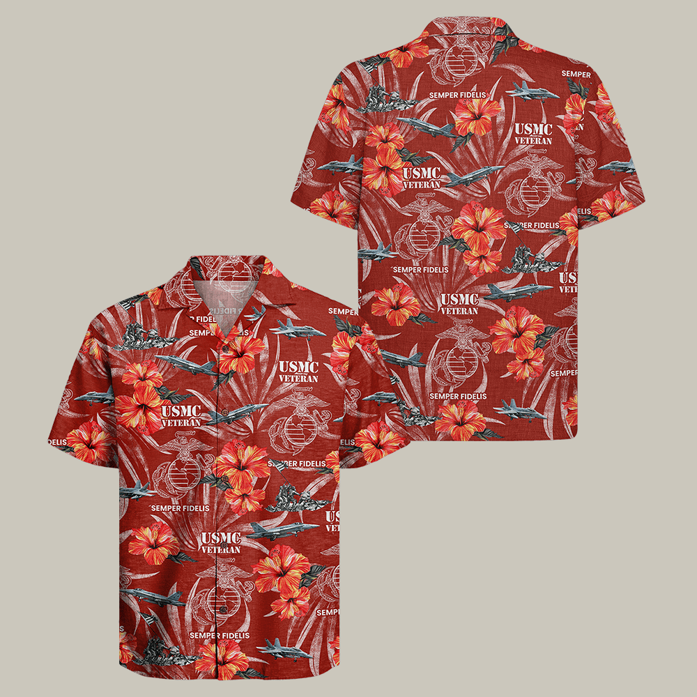 US Marine Corps 250 Years Of Honor Hawaiian Shirt Aircraft Art USMC Clothes Gift Idea