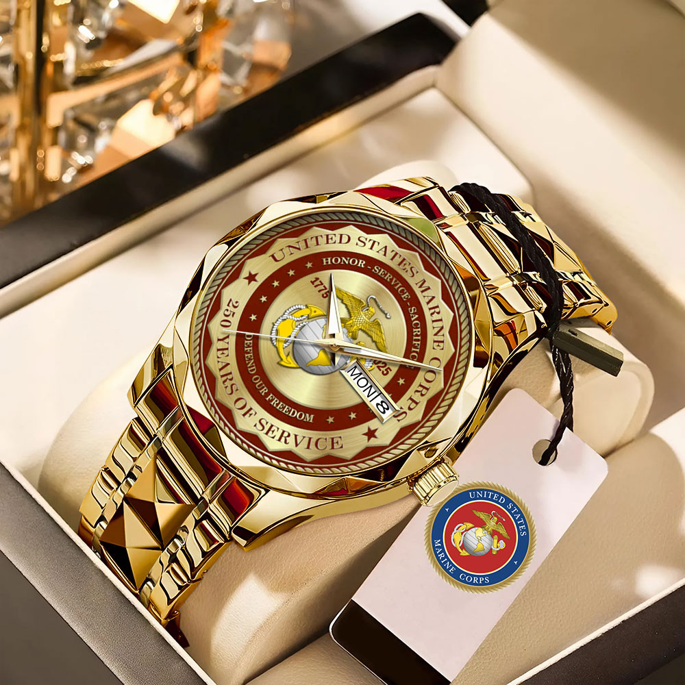 US Marine Corps 250 Years Of Service Watch Honor Courage Commitment USMC Merch Veteran Gifts