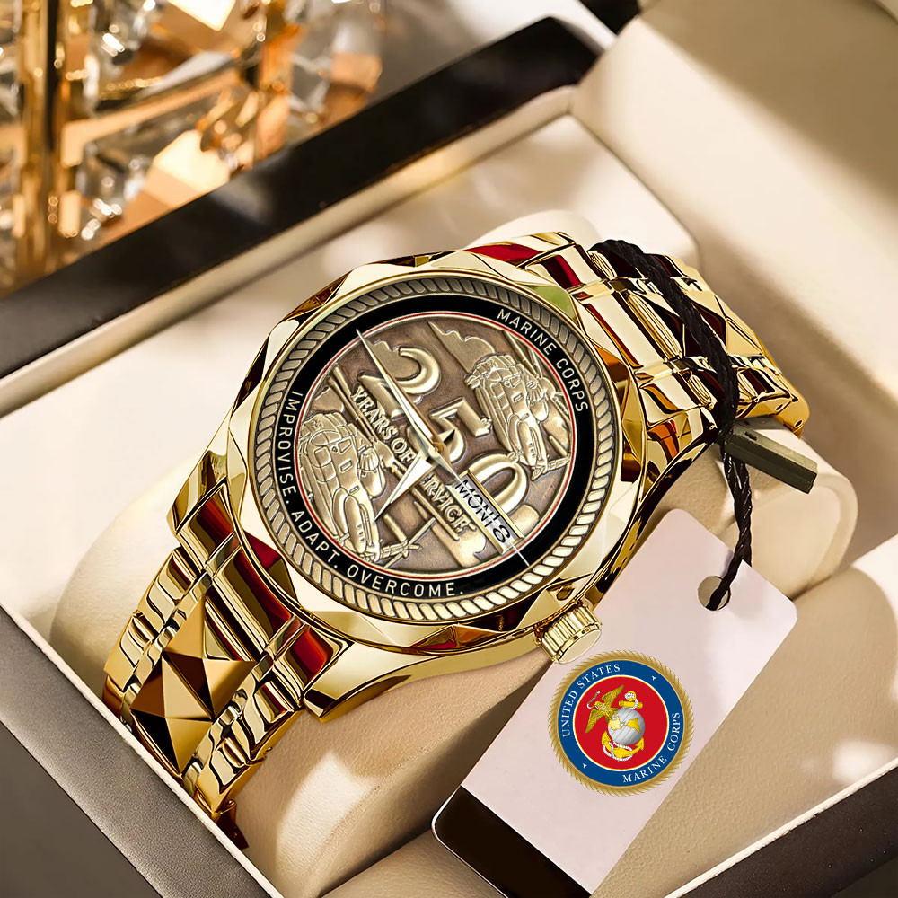 US Marine Corps 250 Years Of Service Watch Improvise Adapt Overcome USMC Merch Veteran Gifts