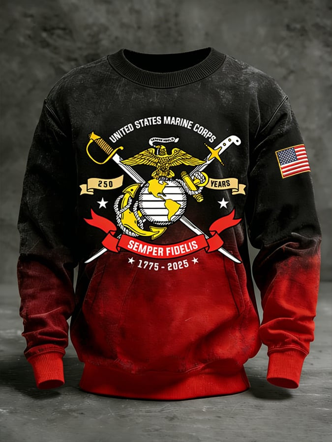 US Marine Corps 250 Years Sweatshirt American Patriot Apparel Gifts For Marines