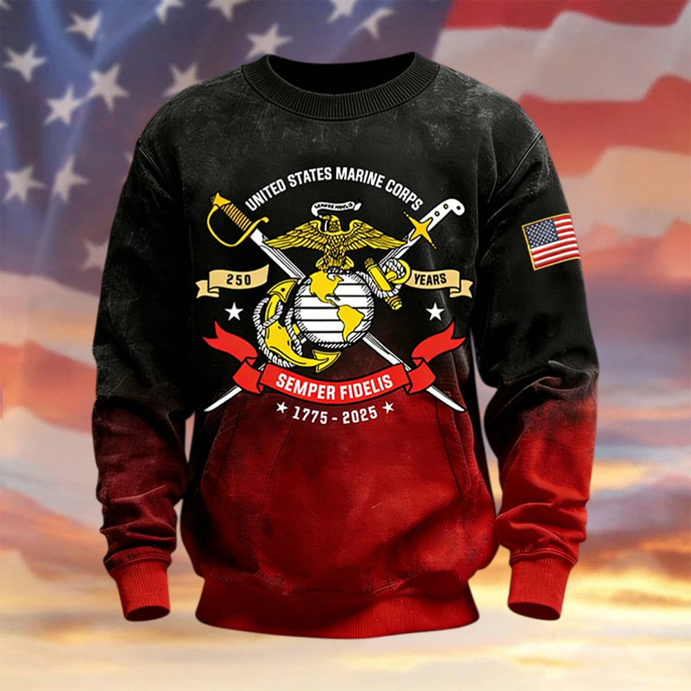 US Marine Corps 250th Anniversary 1775 2025 Long Sleeve Shirt Patriotic Apparel Present For Boyfriend