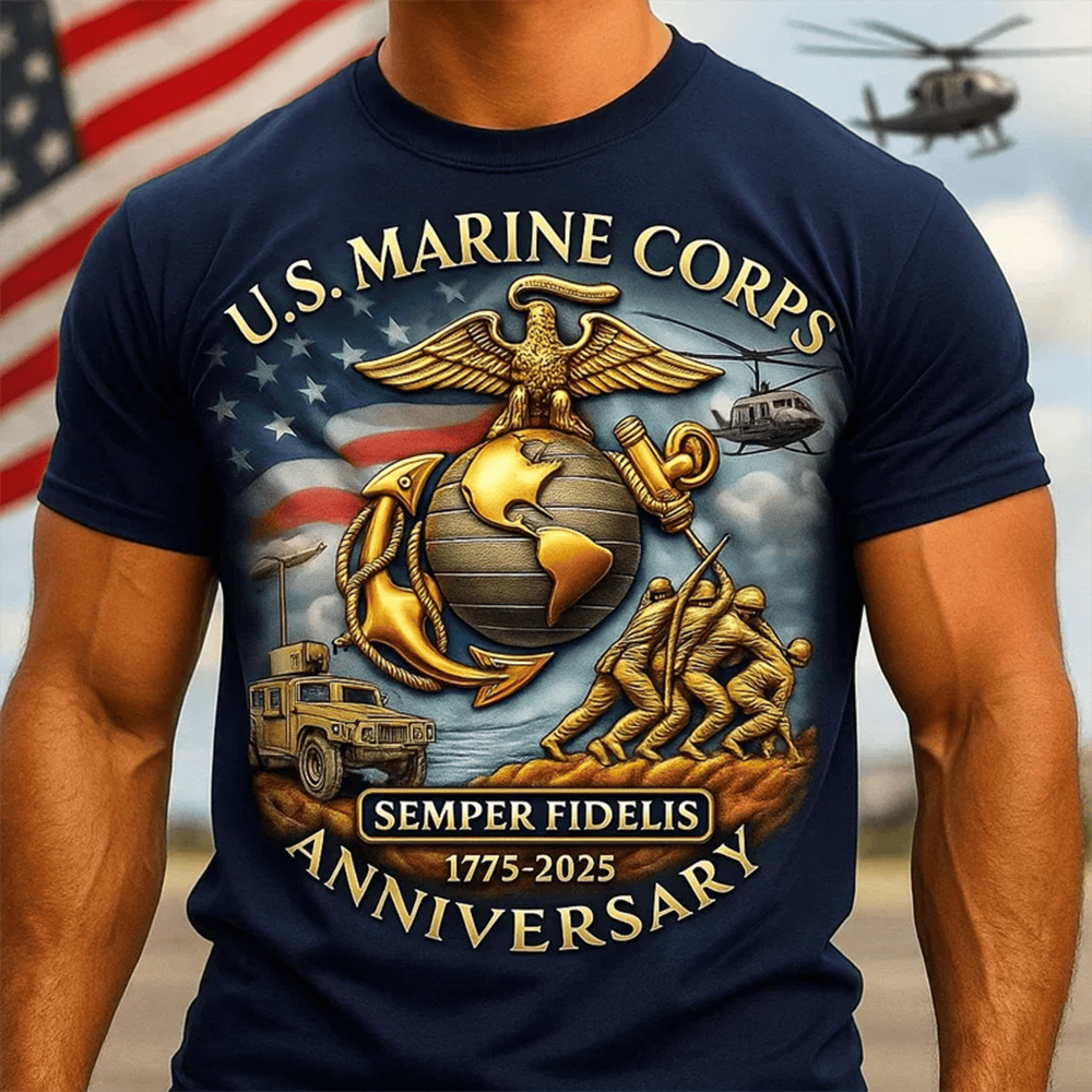 US Marine Corps 250th Anniversary 1775 2025 T-Shirt Semper Fidelis Usmc Shirt Men's Gifts