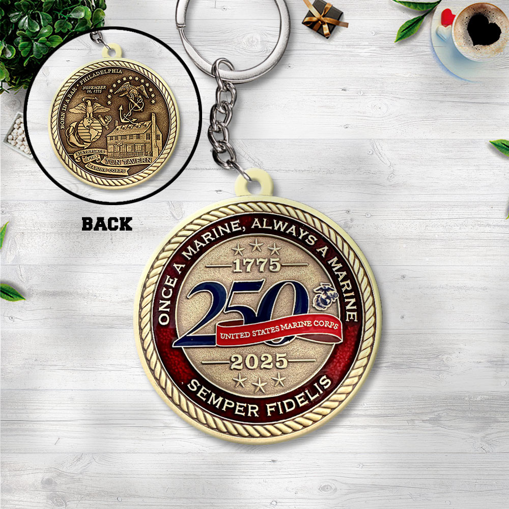 US Marine Corps 250th Anniversary 2025 Keychain Semper Fidelis USMC Decor Gift For Enthusiasts