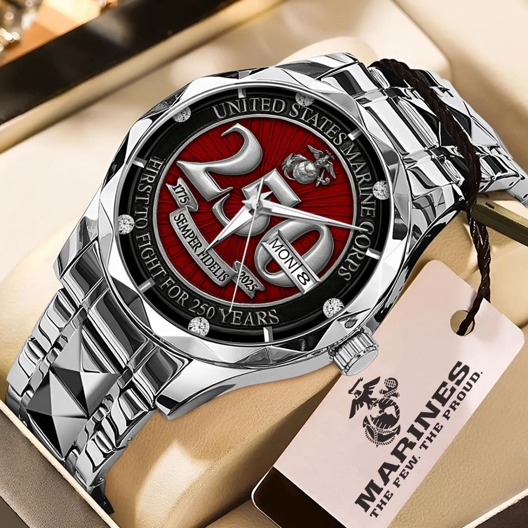 US Marine Corps 250th Anniversary 2025 Watch Semper Fi USMC Watch Patriotic Gifts