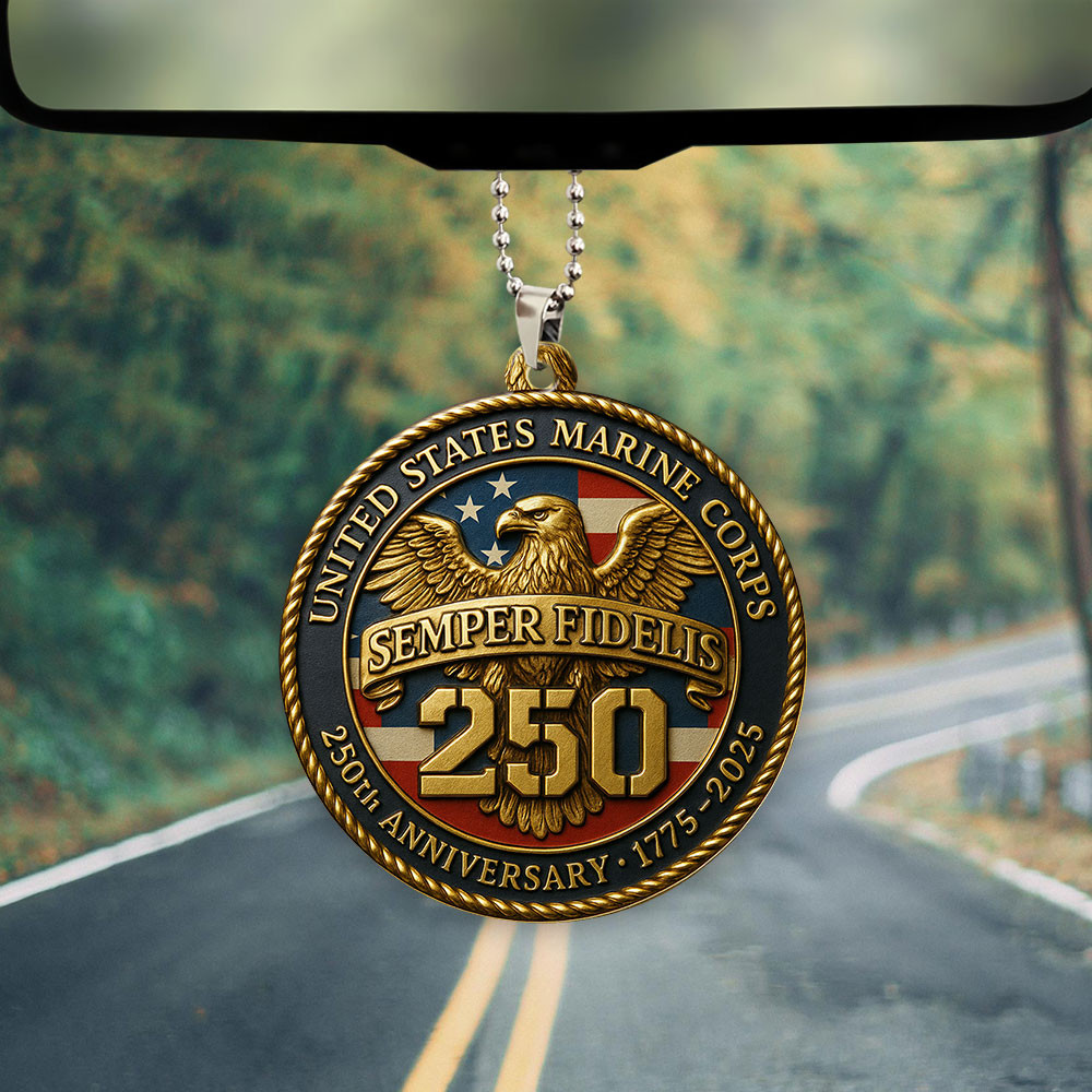 US Marine Corps 250th Anniversary Car Ornament Semper Fidelis Car Hanging Decor For Veterans