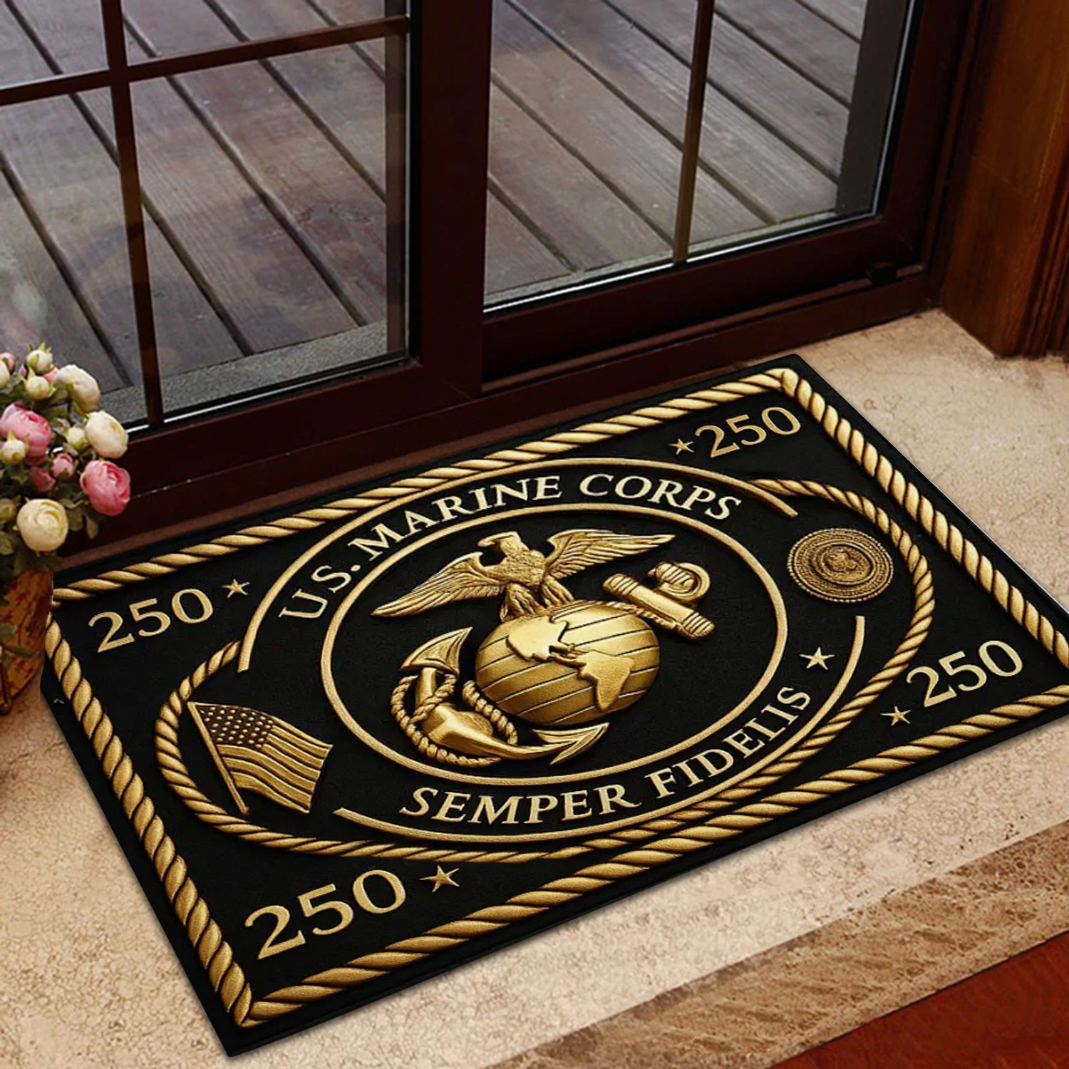 US Marine Corps 250th Anniversary Doormat Semper Fidelis Home Decor Military Gift Ideas