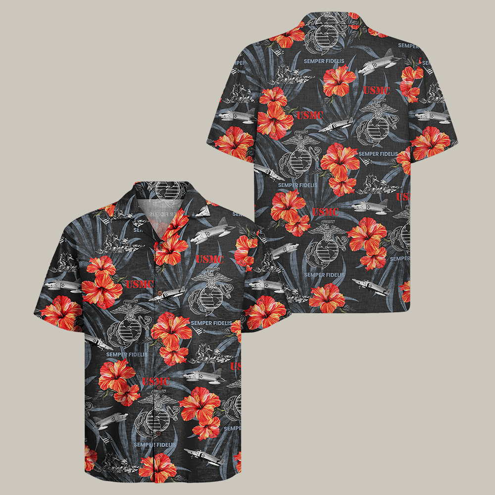 US Marine Corps 250th Anniversary Hawaiian Shirt Semper Fidelis USMC Clothes Gift For Him