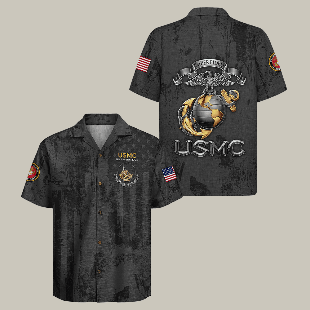 US Marine Corps 250th Anniversary Hawaiian Shirt Semper Fidelis USMC Clothes Gift Idea
