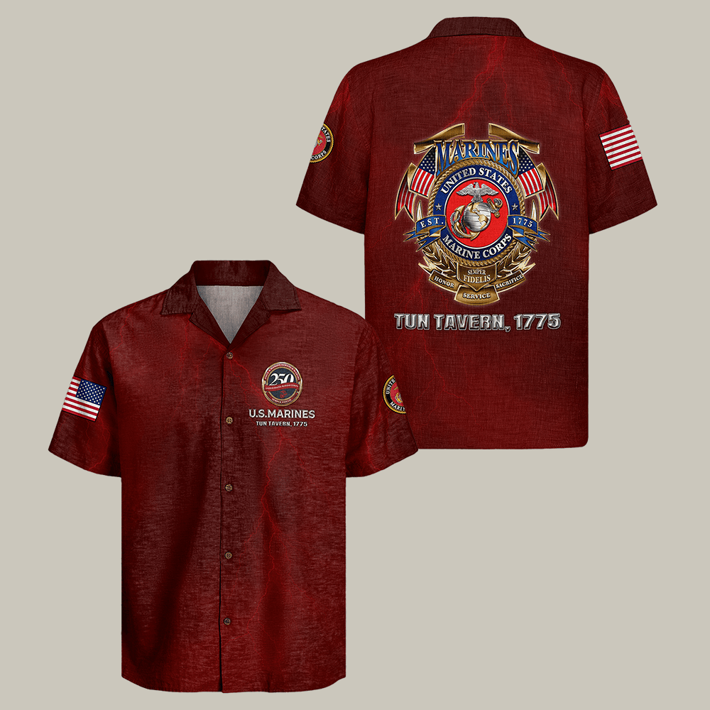 US Marine Corps 250th Anniversary Hawaiian Shirt Tun tavern 1775 Marine Corps Shirt