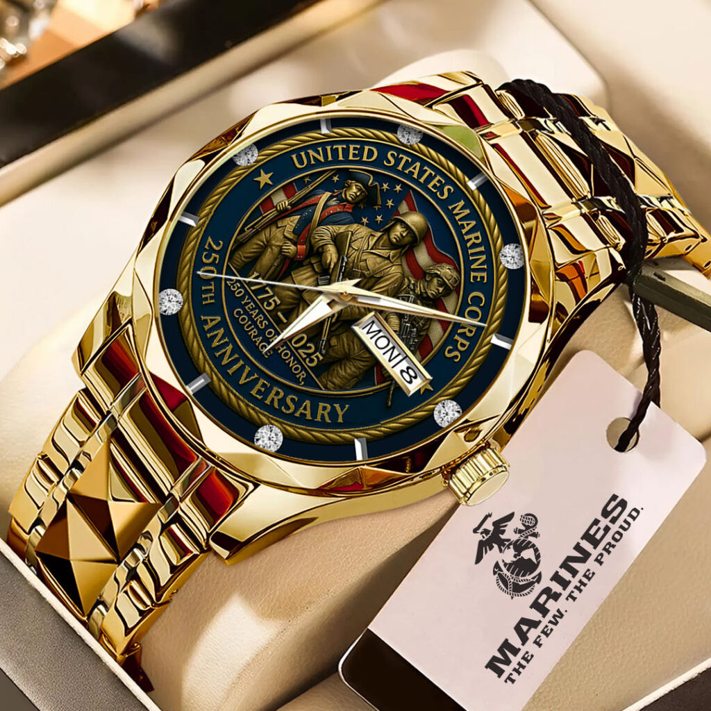 US Marine Corps 250th Anniversary Watch 250 Years Of Honor Courage USMC Watch Gifts For Dad