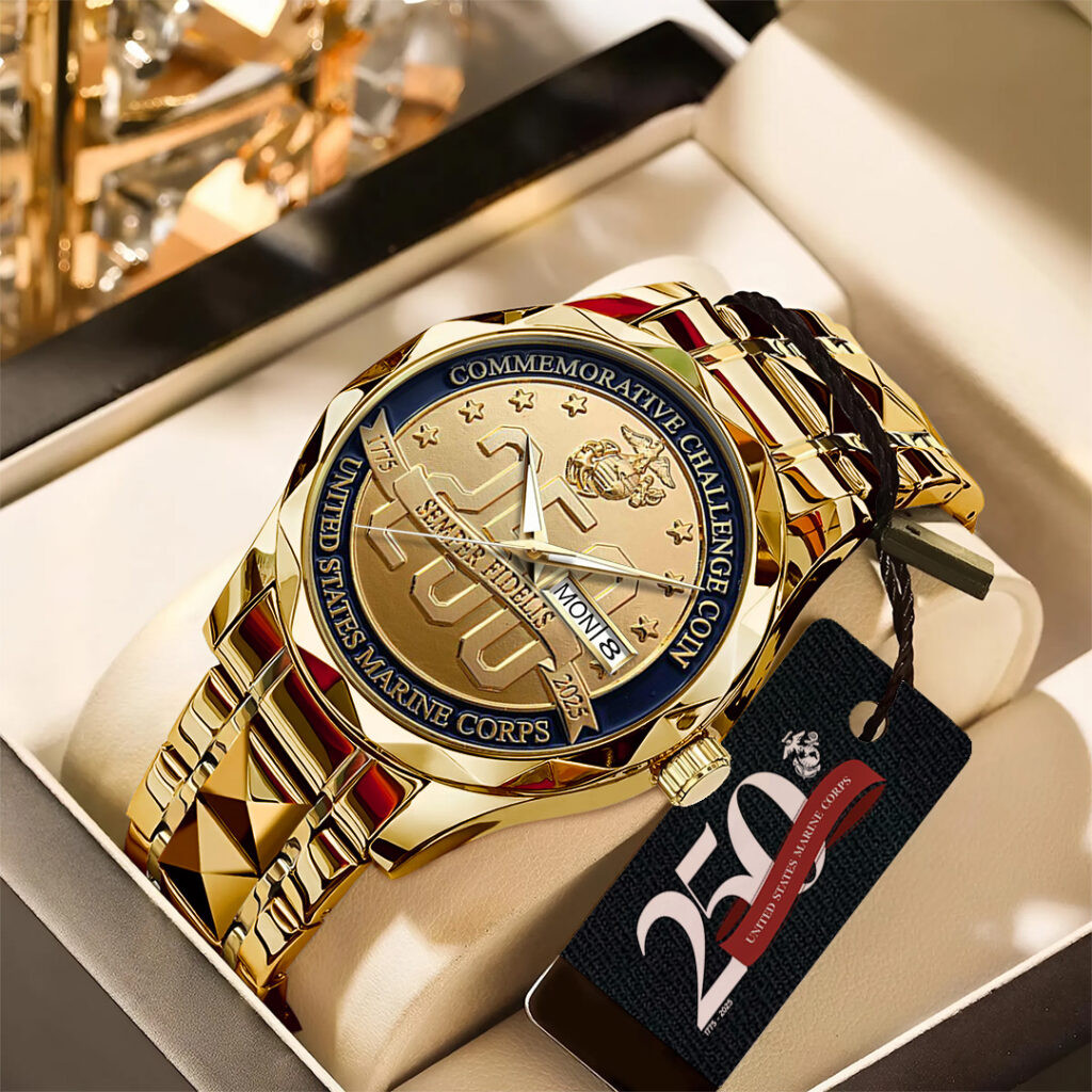 US Marine Corps 250th Anniversary Watch Commemorative Challenge Coin Watch USMC Merch