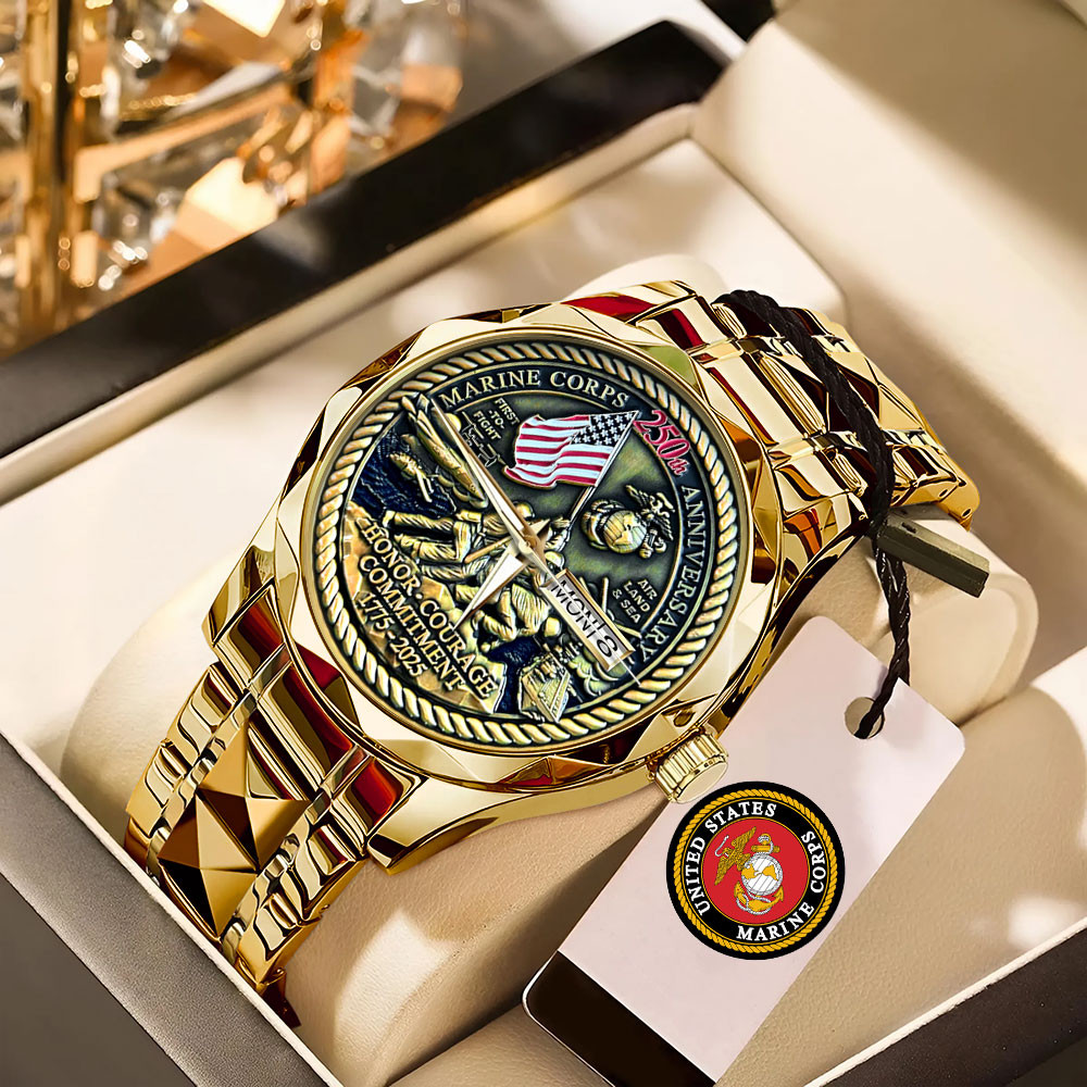 US Marine Corps 250th Anniversary Watch Honor Courage Commitment USMC Merch Gifts