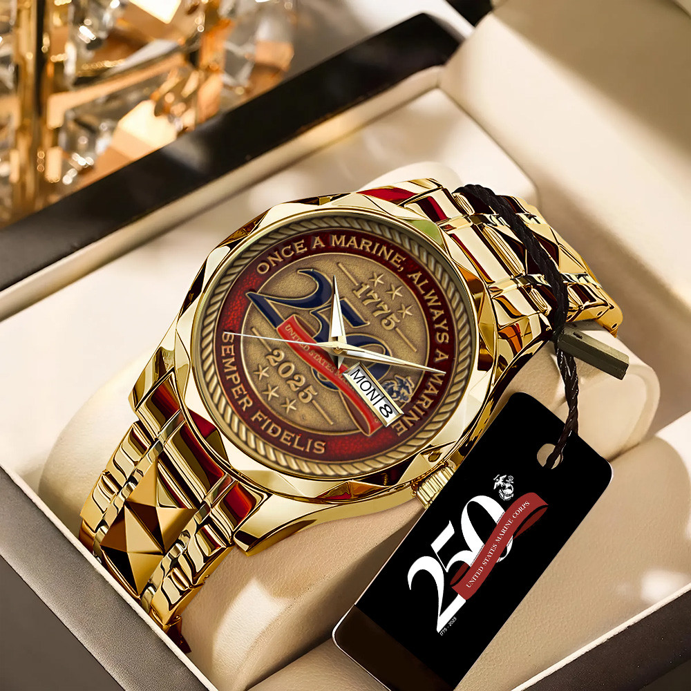 US Marine Corps 250th Anniversary Watch Once A Marine Always A Marine USMC Merch For Veteran