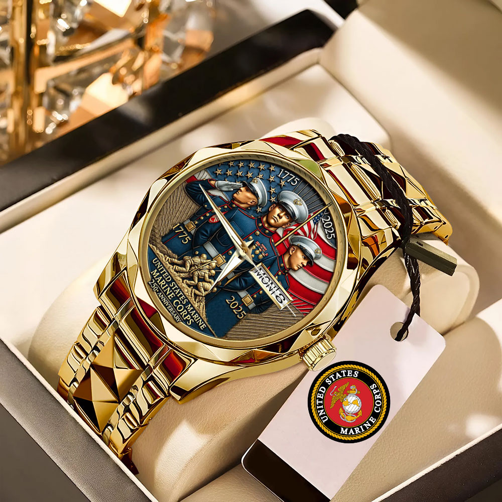 US Marine Corps 250th Anniversary Watch Semper Fidelis Marines Watch Gift For Military