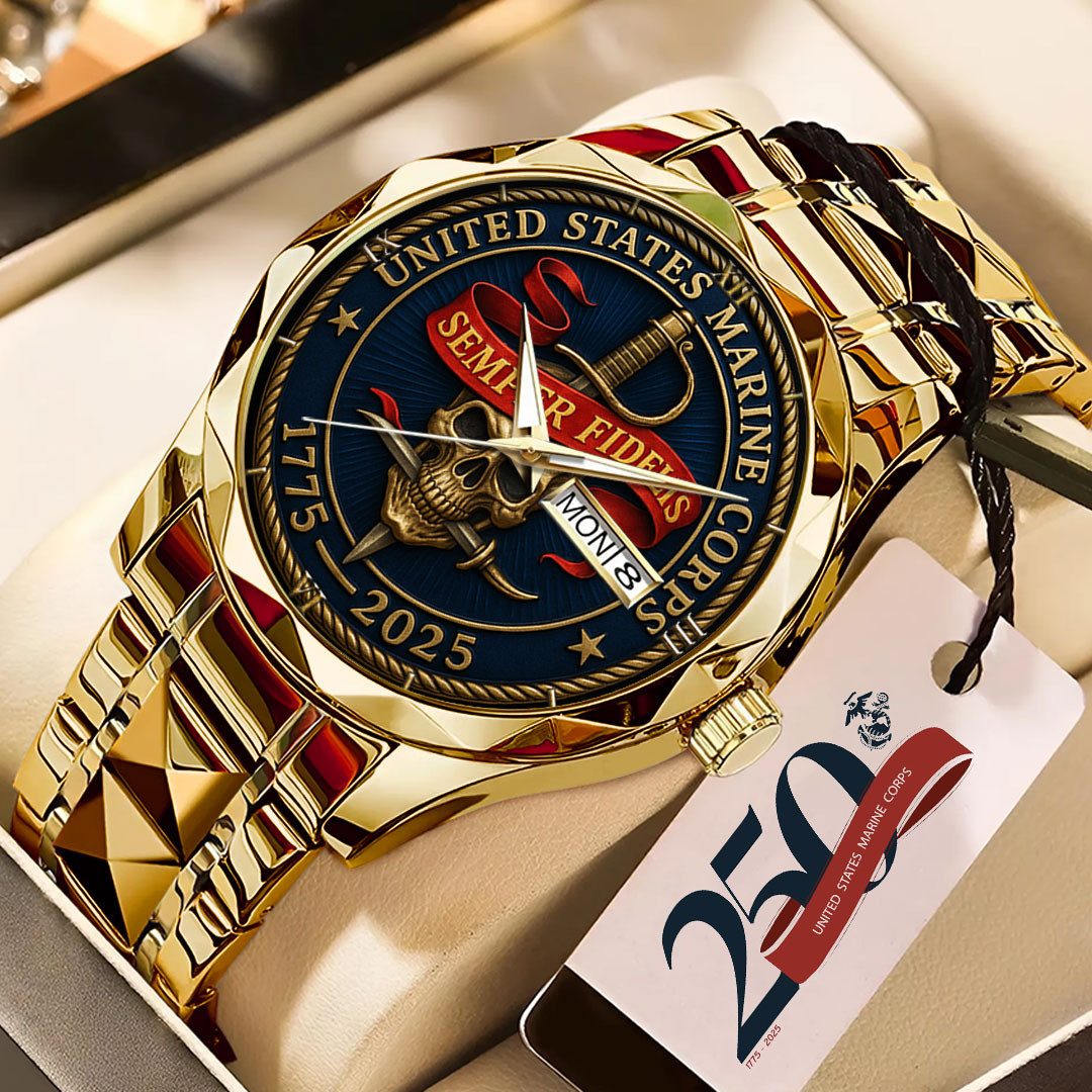 US Marine Corps 250th Anniversary Watch Semper Fidelis Marines Watch Gifts For Enthusiasts