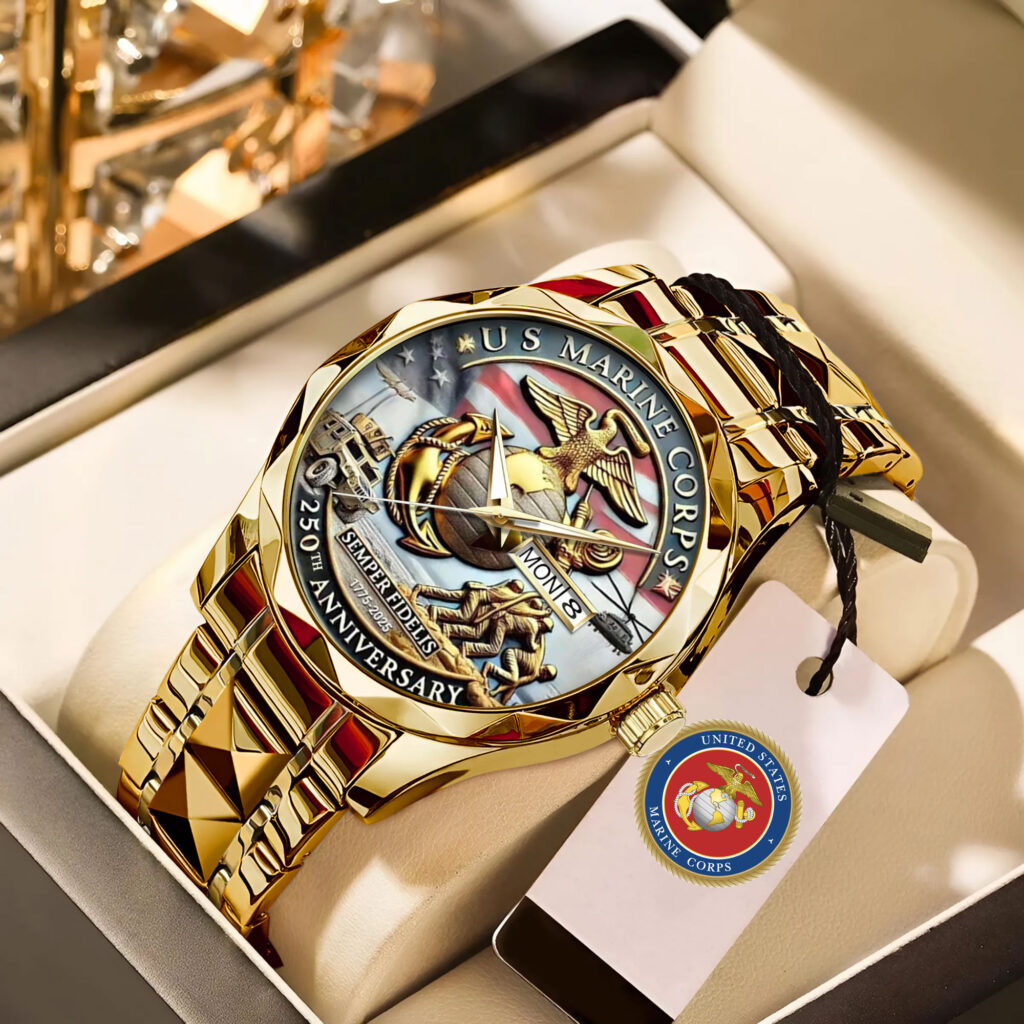 US Marine Corps 250th Anniversary Watch Semper Fidelis USMC Merch Gifts For Veterans