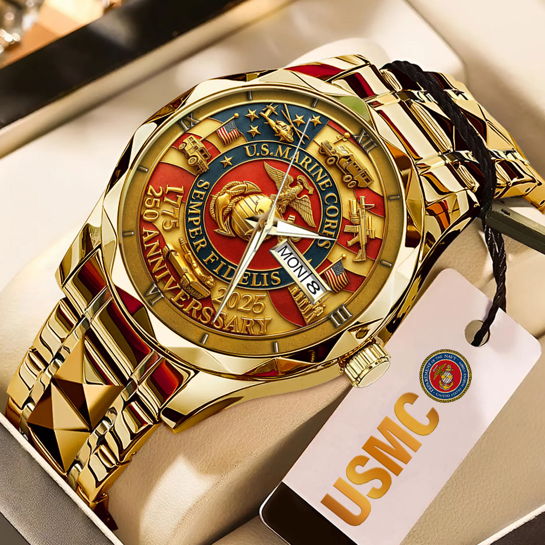US Marine Corps 250Th Anniversary Watch Semper Fidelis USMC Watch Gifts For Men