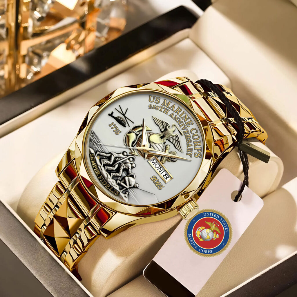 US Marine Corps 250th Anniversary Watch USMC Military Veteran Merch Gifts For Dad
