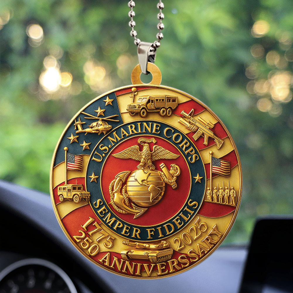 US Marine Corps 250th Birthday Car Ornament Semper Fi Car Decor Gifts For Hanging