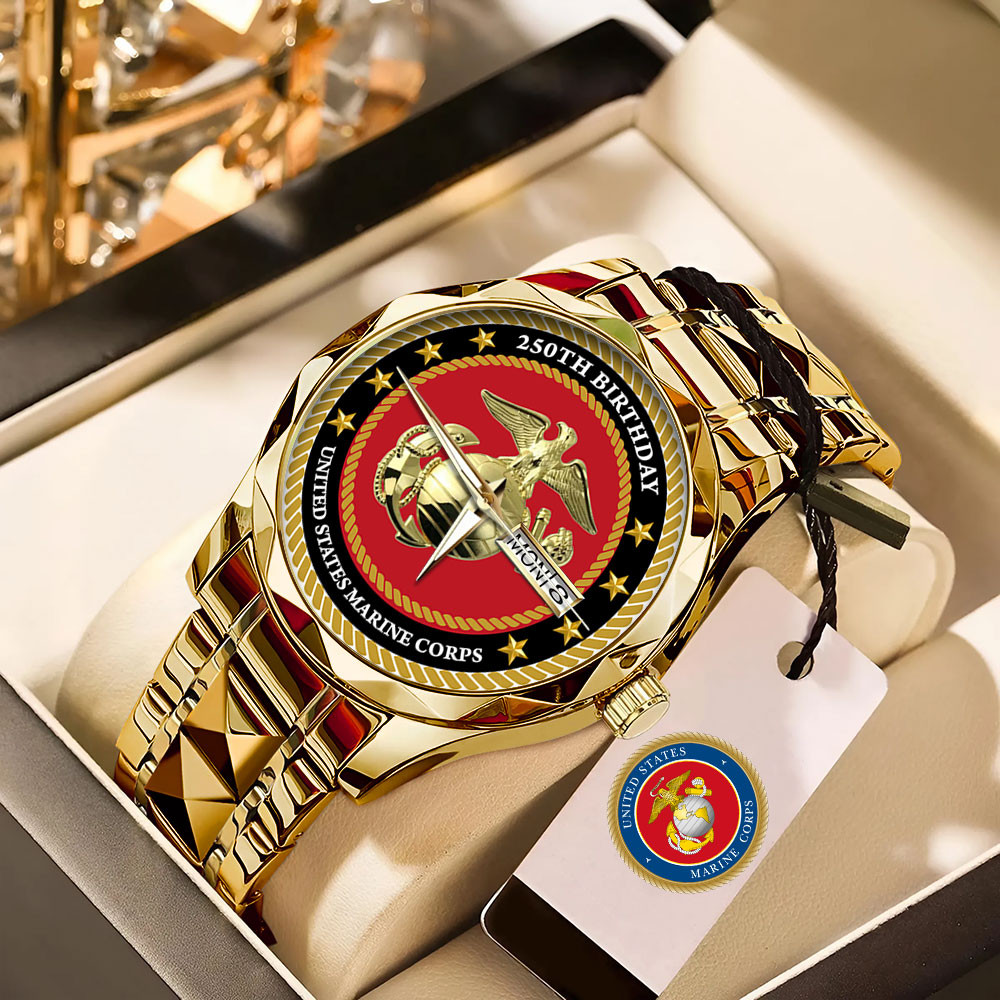 US Marine Corps 250th Birthday Watch USMC Veteran Merch Christmas Presents For Men