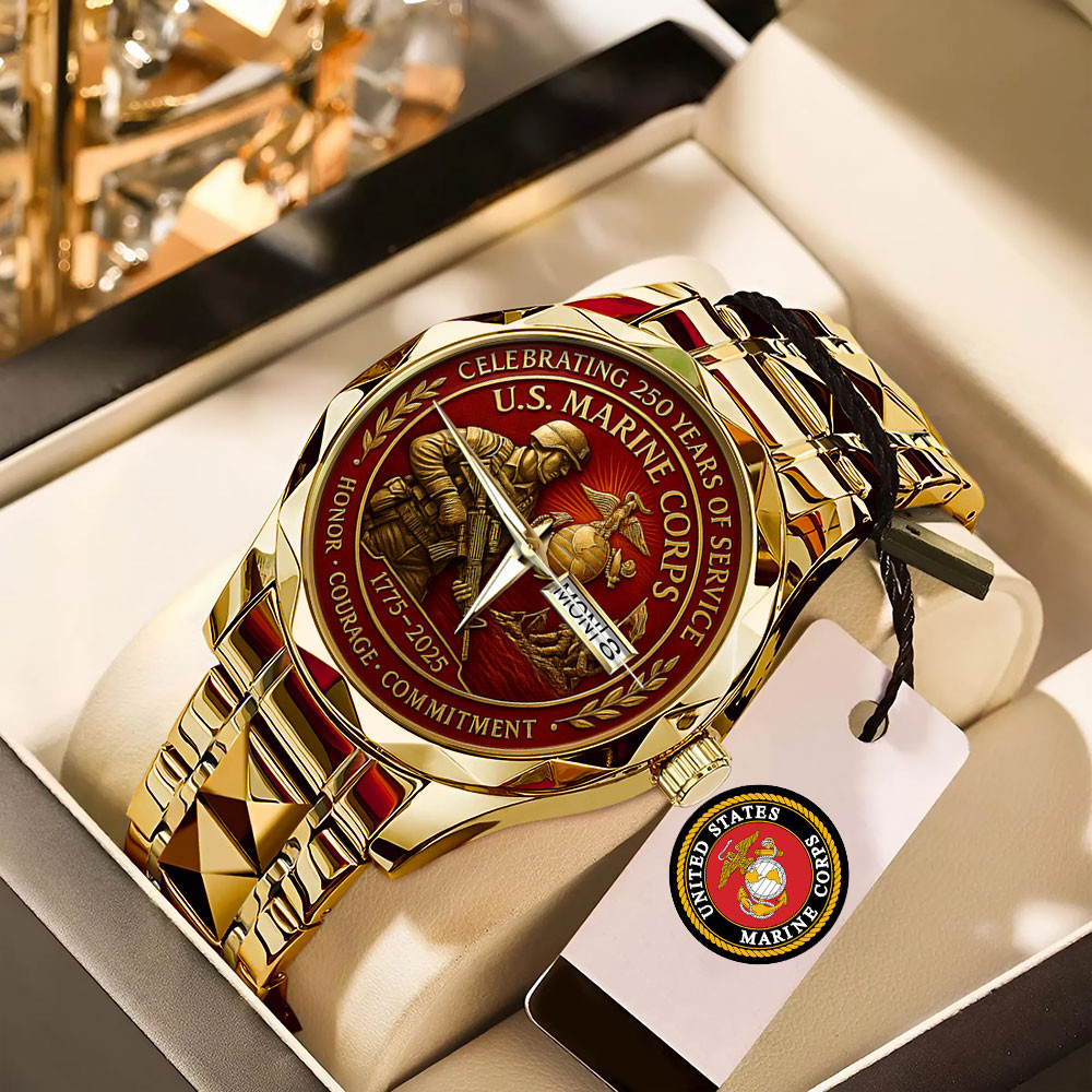 US Marine Corps Celebrating 250 Years Of Service Watch USMC Merch Veteran Appreciation Gifts